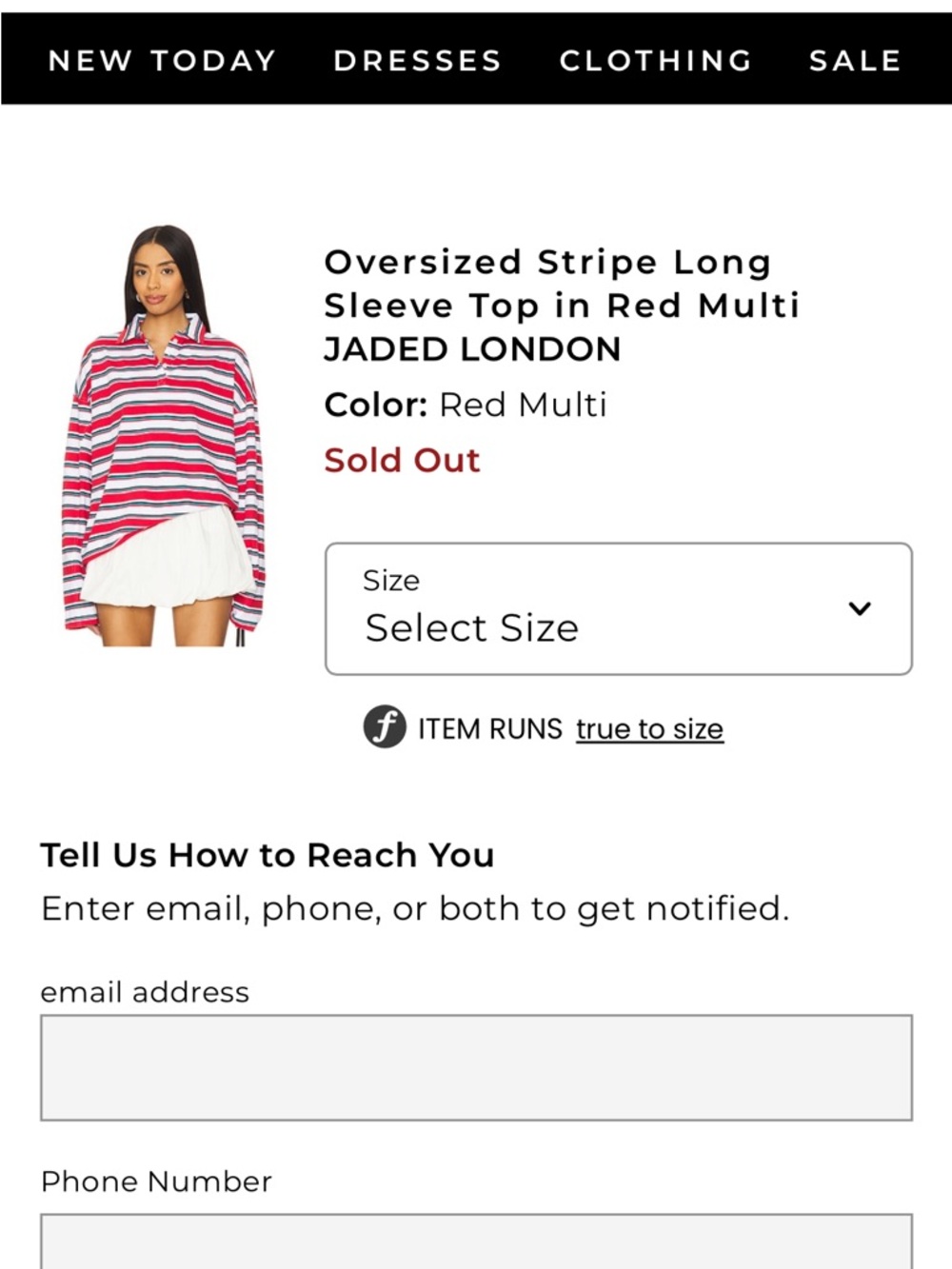 Jaded London / Revolve Red, Teal & Black Striped Polo - size Small